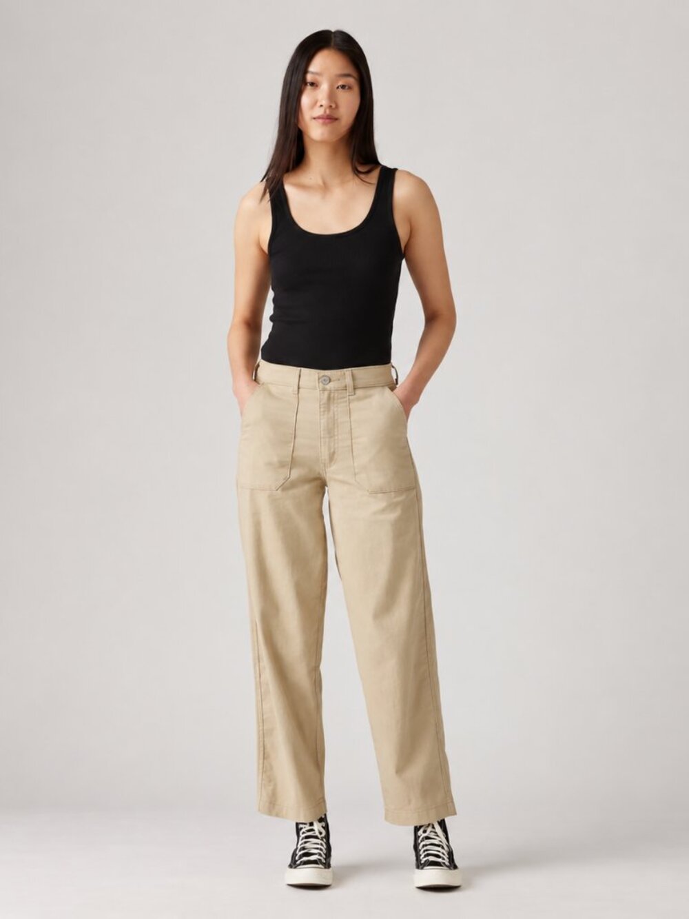 Levi's Utility Pants Women 30 Beige High Rise Cropped Tapered